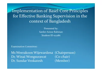 Implementation of Basel Core Principles  for Effective Banking Supervision in the  context of