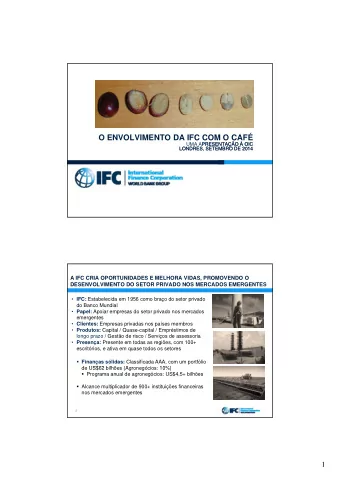 O ENVOLVIMENTO DA IFC COM O CAF  UMA APRESENTAO  OIC  PRESENTAO  OIC  LONDRES,