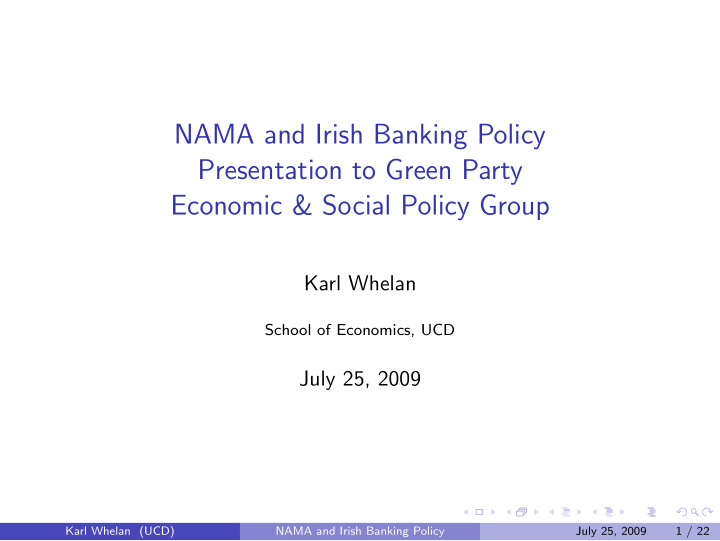 nama and irish banking policy presentation to green party