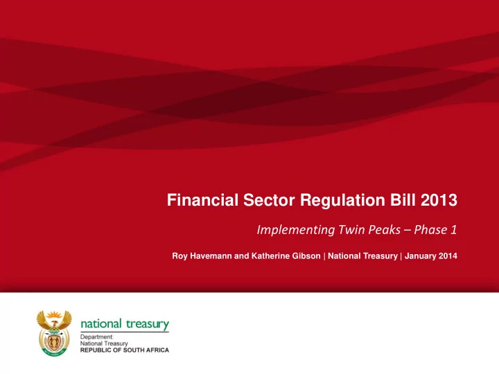 financial sector regulation bill 2013