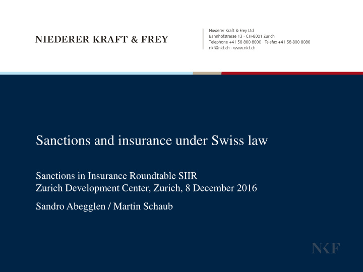 sanctions and insurance under swiss law