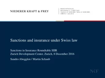 Sanctions and insurance under Swiss law  Sanctions in Insurance Roundtable SIIR  Zurich Development
