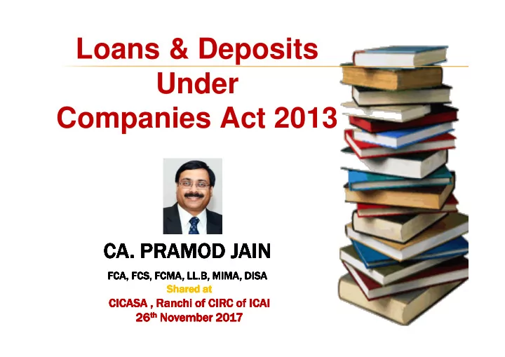 loans deposits under companies act 2013