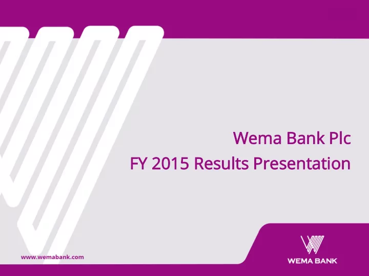 fy 2015 results sults presentation sentation