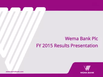 FY 2015 Results  sults Presentation  sentation  1  1  Cauti  tionary  nary Note Regardin  ding
