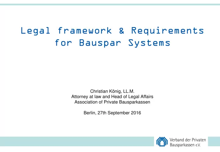 for bauspar systems