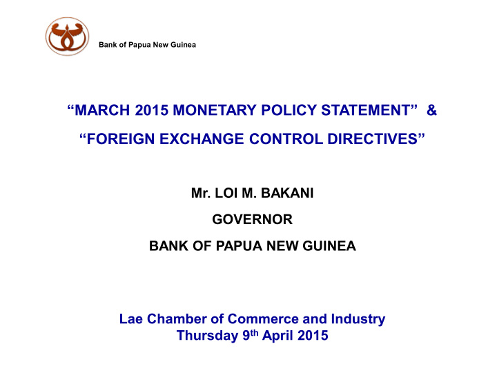 march 2015 monetary policy statement foreign exchange