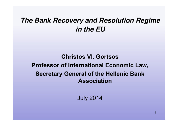 the bank recovery and resolution regime in the eu