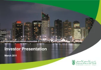 Investor Presentation  March 2011  Disclaimer The information contained herein has been prepared by