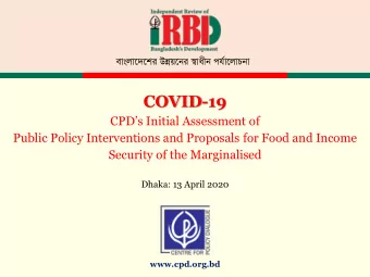 COVID-19  CPDs Initial Assessment of  Public Policy Interventions and Proposals for Food and