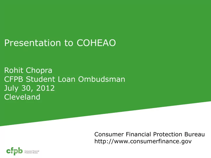 presentation to coheao