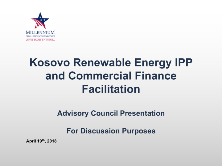 kosovo renewable energy ipp and commercial finance