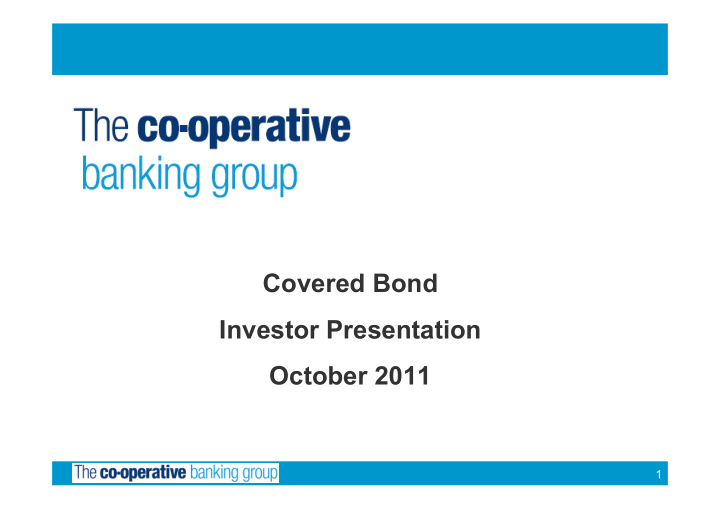 covered bond investor presentation october 2011