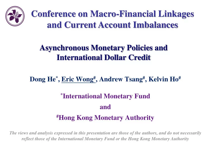 conference on macro financial linkages and current