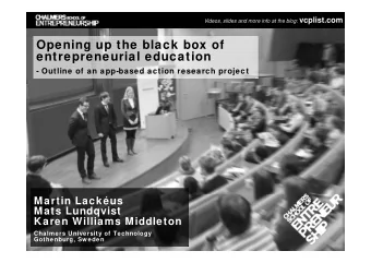 Opening up the black box of  entrepreneurial education  - Outline of an app-based action research