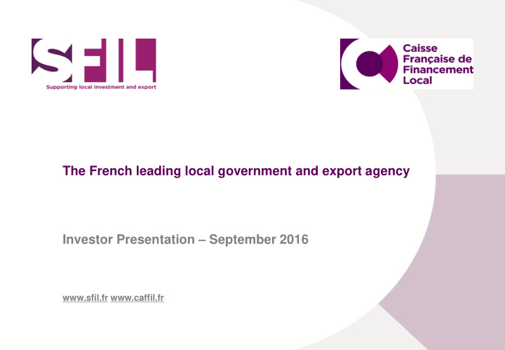 the french leading local government and export agency