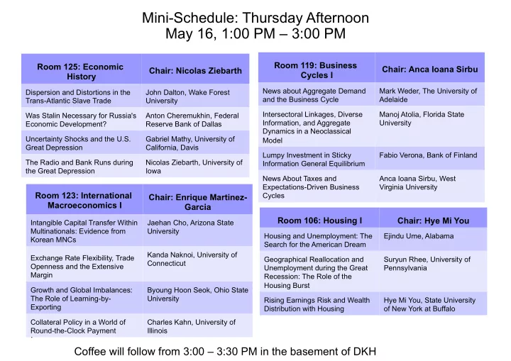 mini schedule thursday afternoon may 16 1 00 pm 3 00 pm