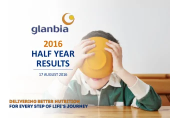 2016  HALF YEAR RESULTS  17 AUGUST 2016  CAUTIONARY STATEMENT  This presentation contains