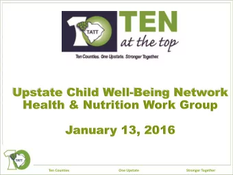 Upstate Child Well-Being Network  Health &amp; Nutrition Work Group  January 13, 2016  Ten Counties