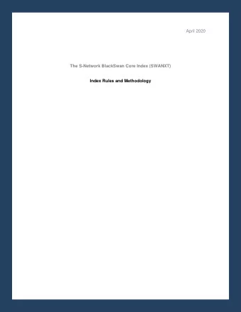 April 2020  The S-Network BlackSwan Core Index (SWANXT)  Index Rules and Methodology  April 2020