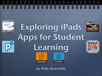 Exploring iPads  Apps for Student  Learning  by Holly Quaratella  Turns the iPad into a personal