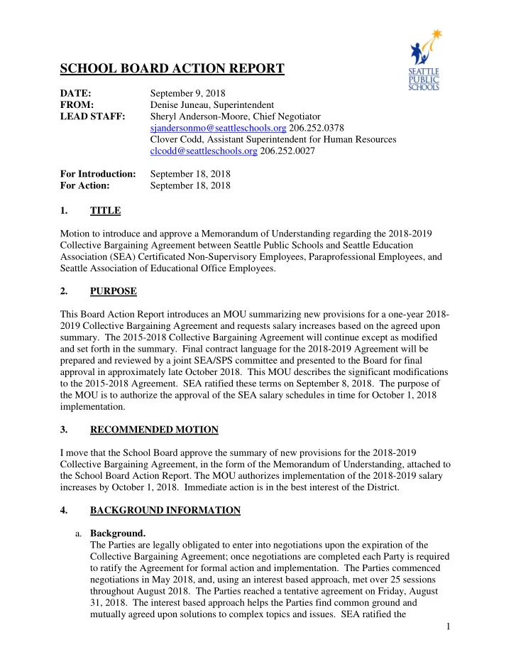 school board action report