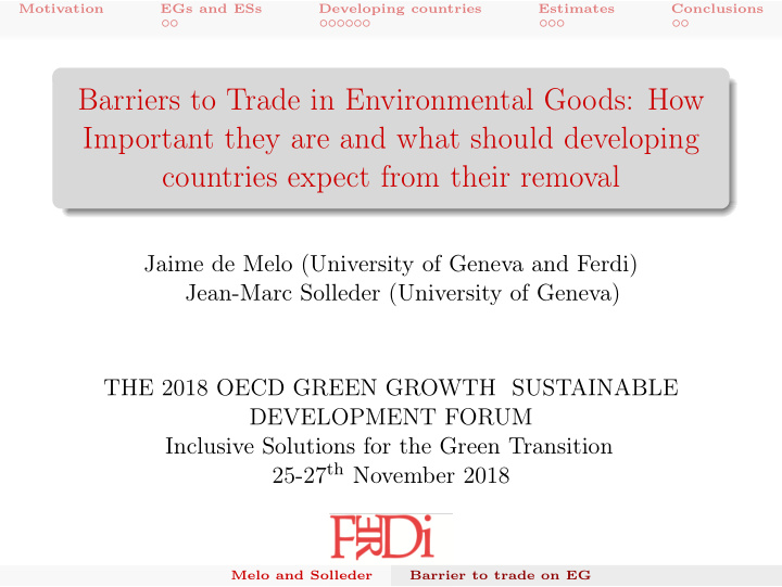 barriers to trade in environmental goods how important