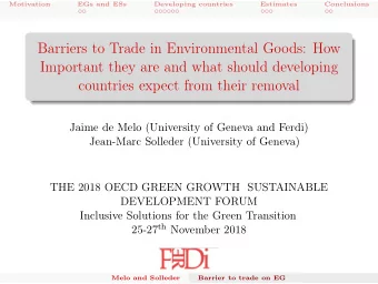 Barriers to Trade in Environmental Goods: How  Important they are and what should developing
