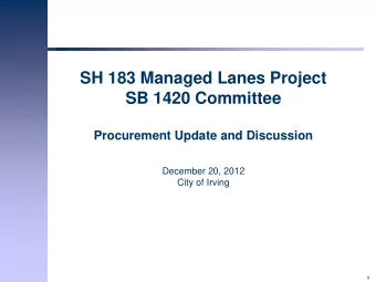 December 20, 2012 City of Irving  0  Agenda  1. Welcome  2. Introductions  3. Approval of