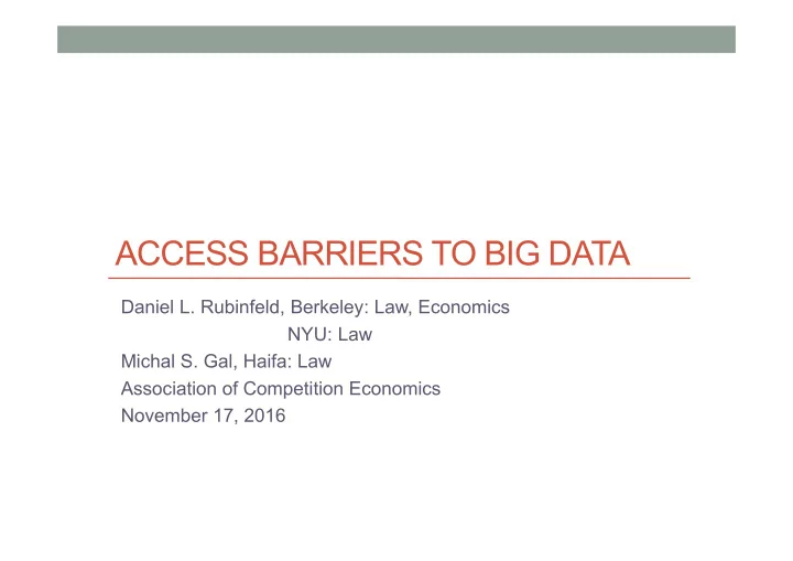 access barriers to big data
