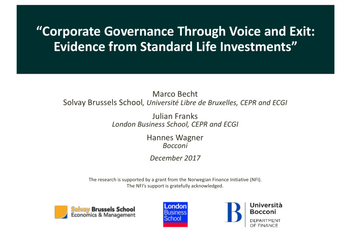 corporate governance through voice and exit evidence from