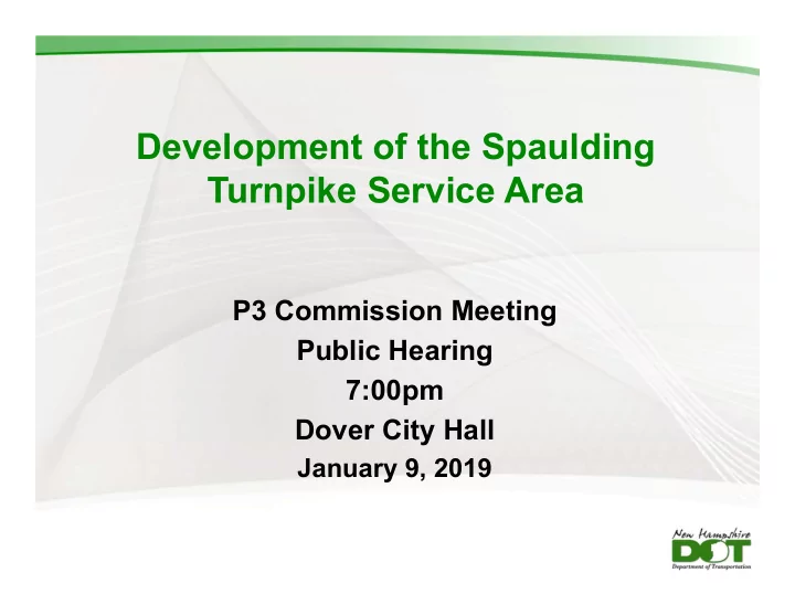 development of the spaulding turnpike service area