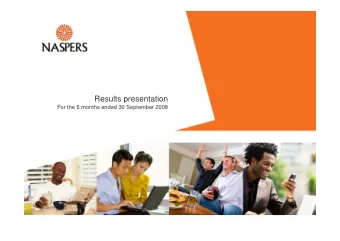 Results presentation  For the 6 months ended 30 September 2008  Important information  This