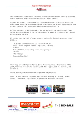 www.alinkas.lt  www.megastoxx.com Alinkas Holding, LT100008665615, Lvovo g. 13-12, LT-08446 Vilnius