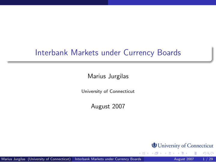 interbank markets under currency boards