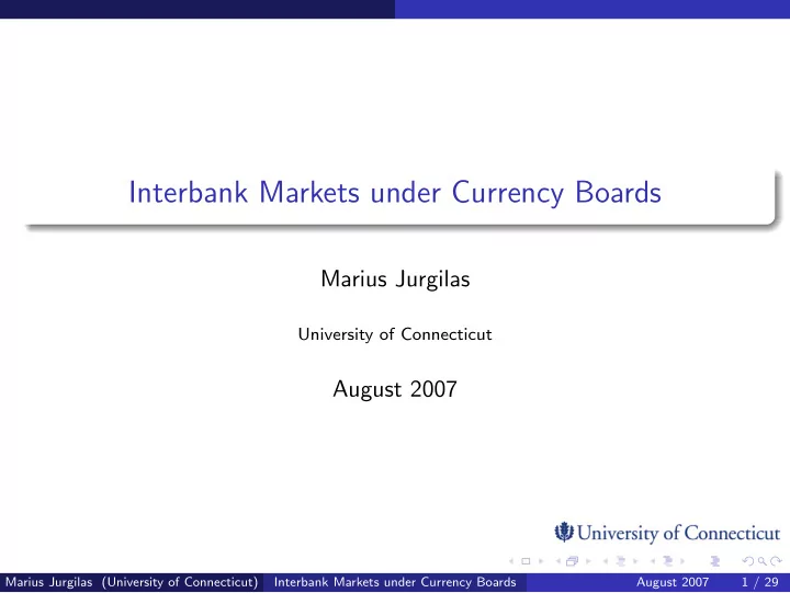 interbank markets under currency boards