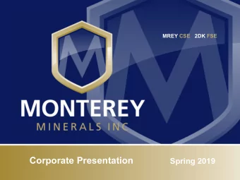 Corporate Presentation  Spring 2019  Disclaimer &amp; Forward Looking Statements  All statements