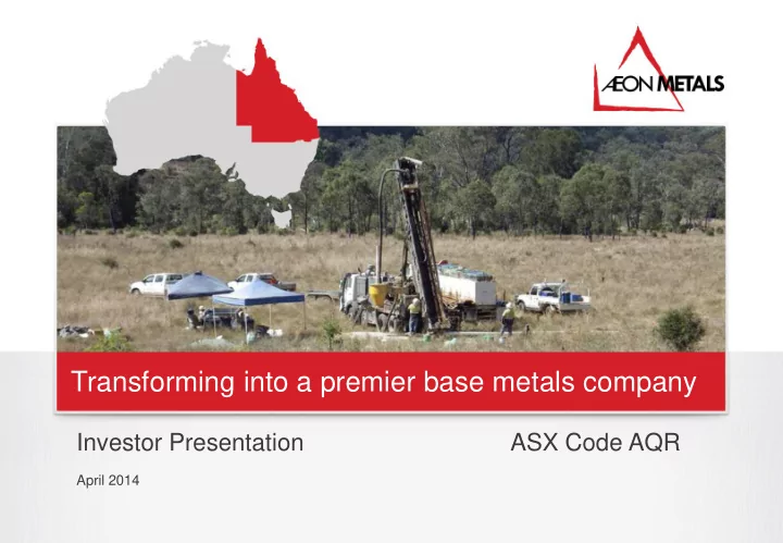 transforming into a premier base metals company