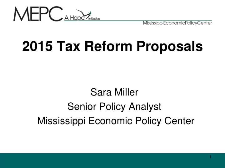 2015 tax reform proposals
