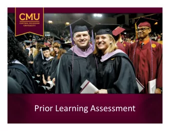 Prior Learning Assessment  Content of Presentation  Introduction to Prior Learning Assessment