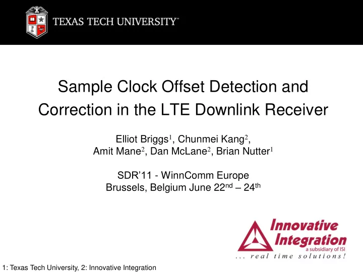 correction in the lte downlink receiver
