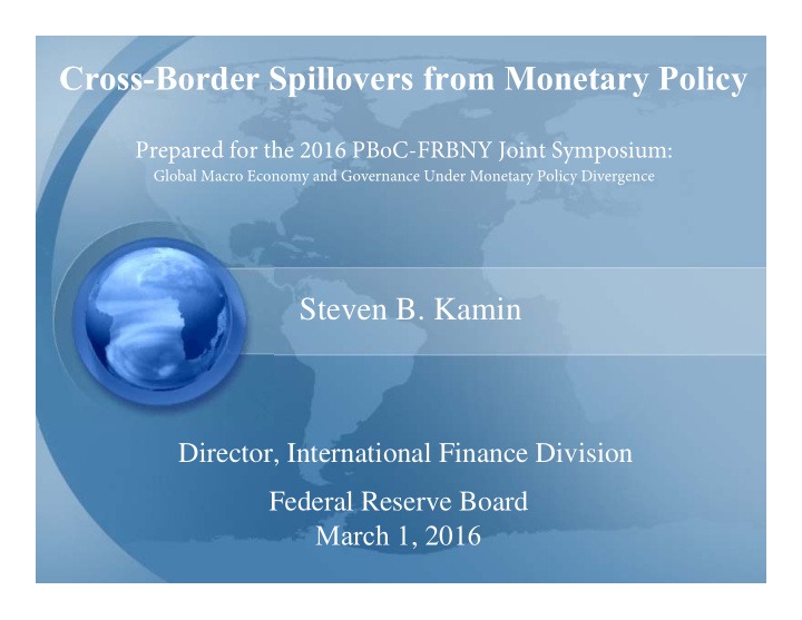 cross border spillovers from monetary policy