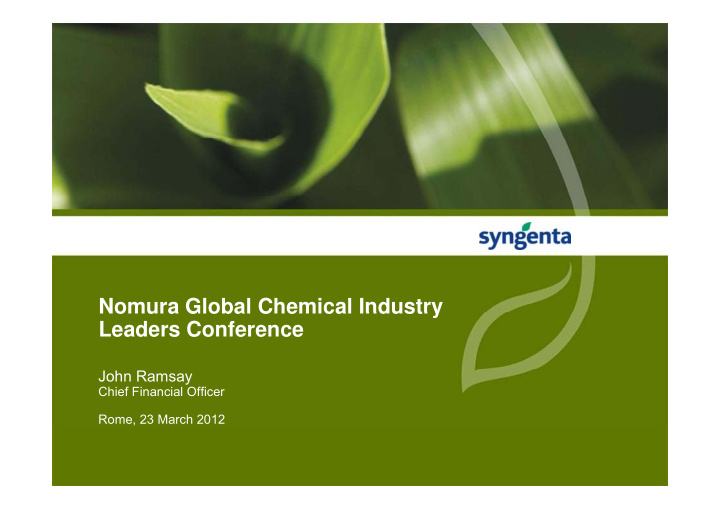 nomura global chemical industry nomura global chemical
