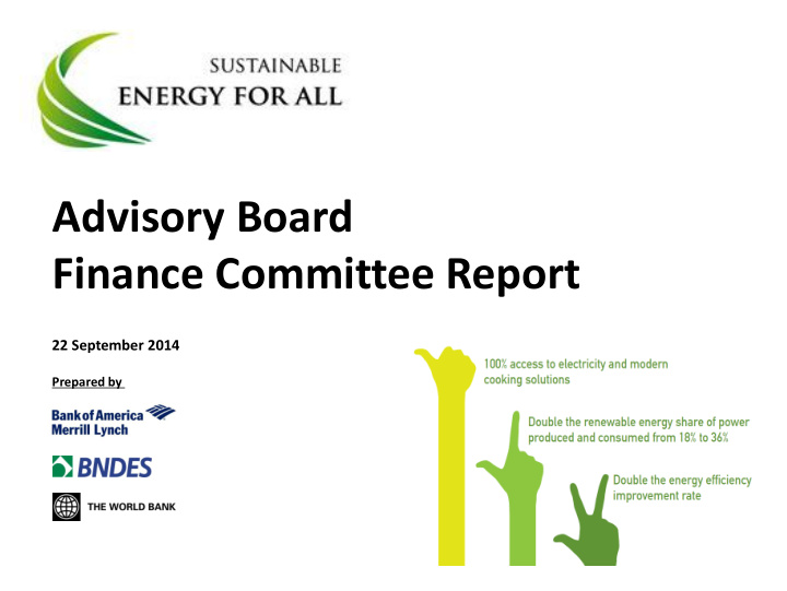 advisory board finance committee report