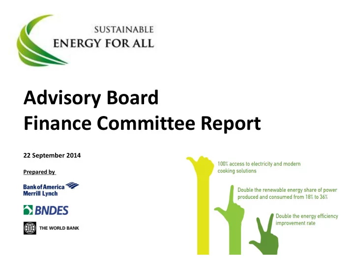 advisory board finance committee report