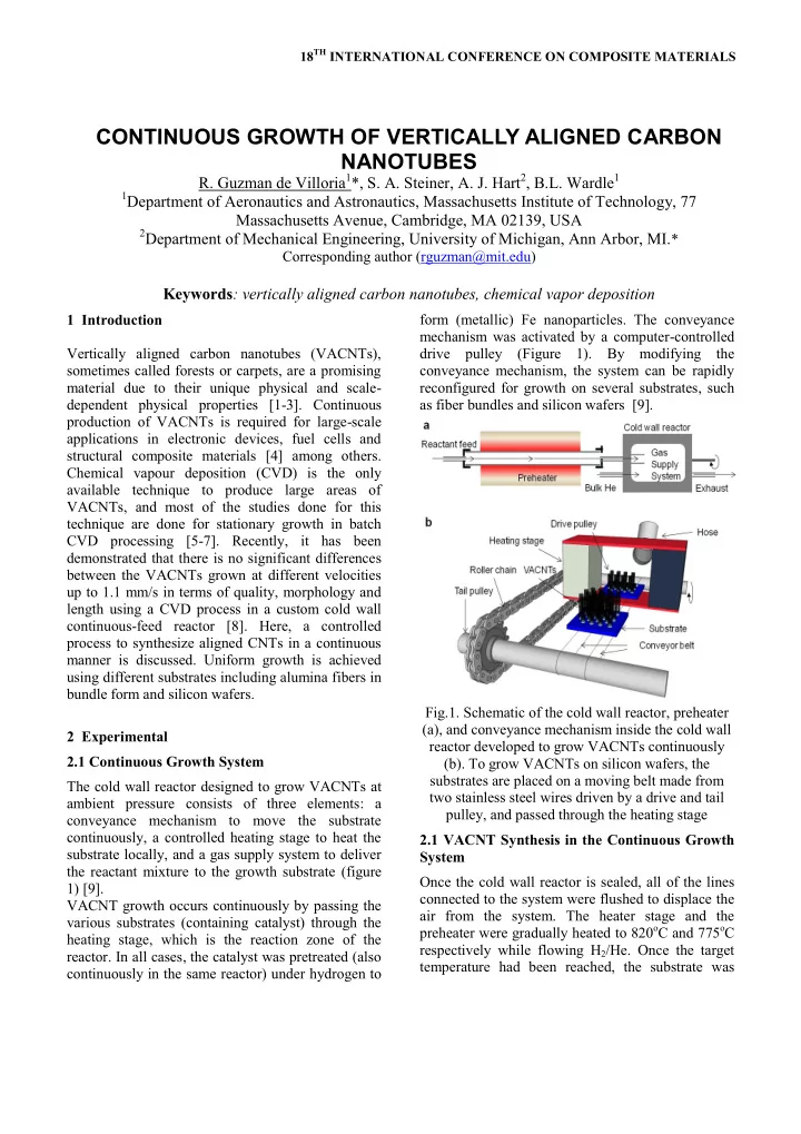 continuous growth of vertically aligned carbon nanotubes
