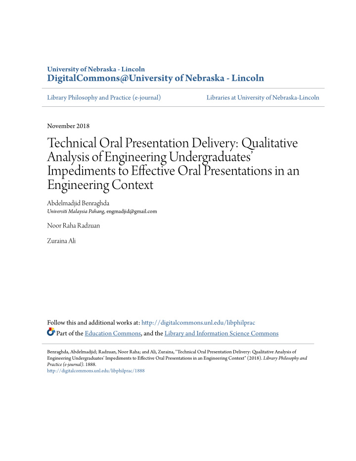 technical oral presentation delivery qualitative analysis