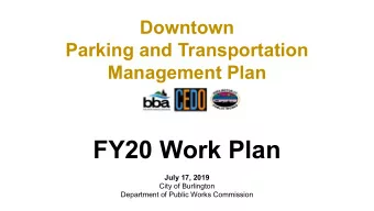 FY20 Work Plan  July 17, 2019  City of Burlington  Department of Public Works Commission