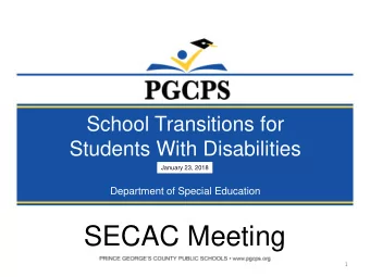 SECAC Meeting  1  Transition to Kindergarten  2  Transition to Kindergarten Talk, Listen, Read,