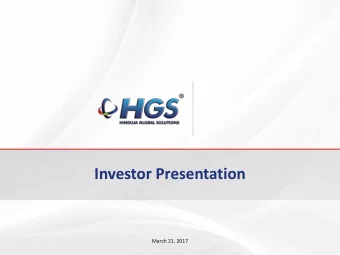 Investor Presentation  March 21, 2017  Disclaimer  Certain statements in this presentation